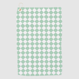 Green White Diamond Chequered Pattern Golf Towel