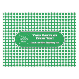 Green & White Diamond - Custom Text & Logo Event Tablecloth