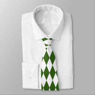 Green & White Diamond Shapes Retro Neck Tie