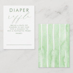 Green White Diaper Raffle Baby Shower Tickets Enclosure Card