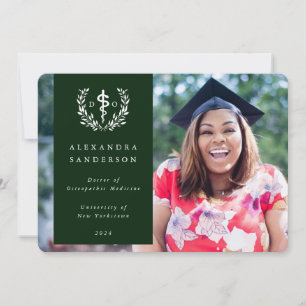 Green+White Doctor of Osteopathic Medicine Photo Announcement