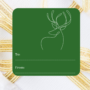 Green white doodle reindeer modern Christmas Square Sticker