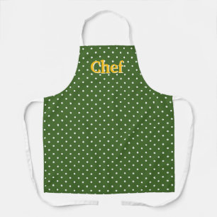 Green White Dots Chef  Apron