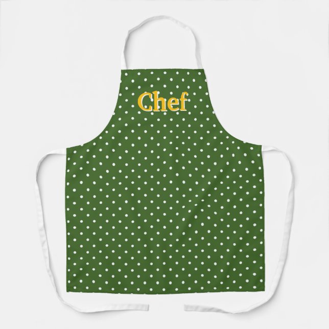 Green White Dots Chef  Apron (Front)