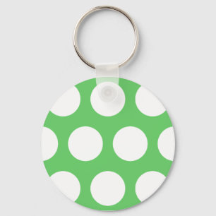 Green & White Dots Key Ring
