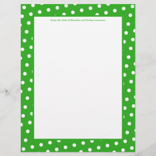 Green & White Dots Stationery w/ Signature Text