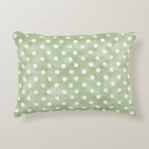 Green White Dots Stripes Decorative Cushion