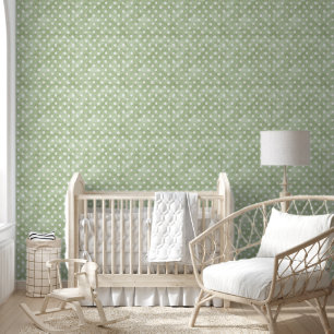 Green White Dots Stripes Wallpaper
