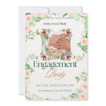 green,white engagment invitation card Size:5" x 7"