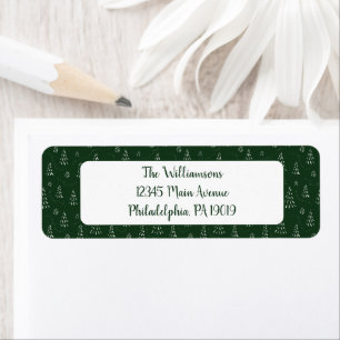 Green White Evergreen Christmas Return Address