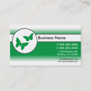 Green white fade butterflies business cards