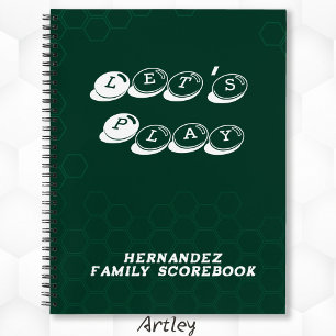 Green White Family Name Board Game Scorebook Notebook