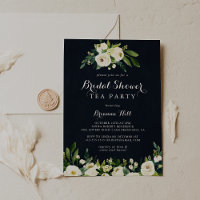 Green White Floral Blue Bridal Shower Tea Party 