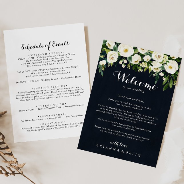 Green White Floral Blue Wedding Welcome Letter (Creator Uploaded)