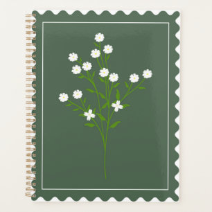 Green White Floral Stamp for Resolution Organizati Planner