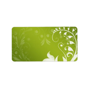 Green White Floral Wedding Blank Address Label