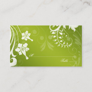 Green White Floral Wedding Place or Escort Cards