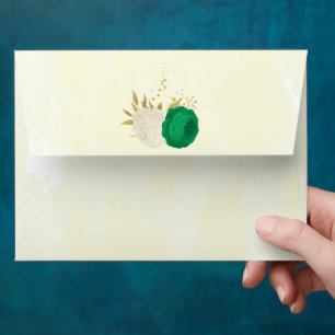 green & white flowers gold botanical wedding envel envelope