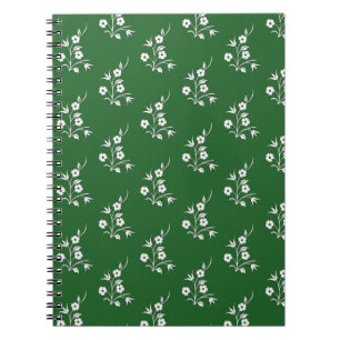 Green + White Flowers Notebook