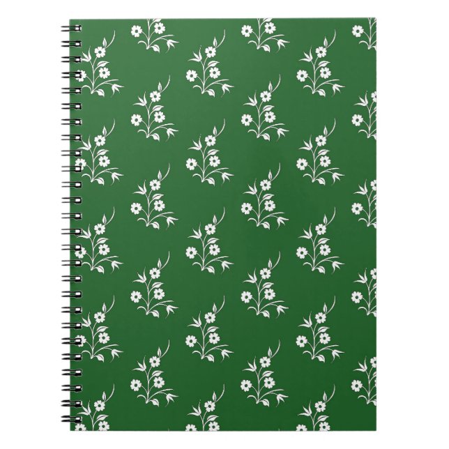 Green + White Flowers Notebook (Front)