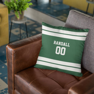 Green & White Football Team Personalised Cushion