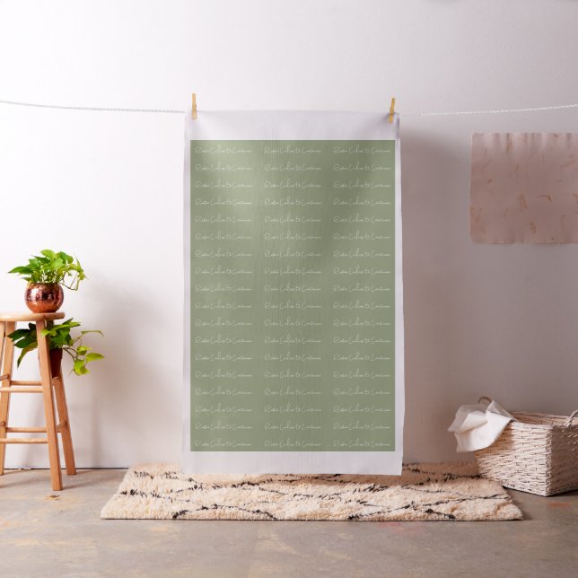 green white French Script Keep Calm and Carry On Fabric (In Situ)