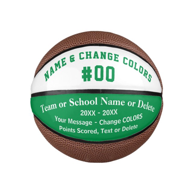 Green, White Full Size or Custom Mini Basketballs (Front)