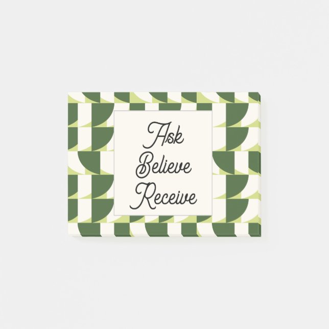 Green White Geometric Abstract Art Post-it Notes (Front)
