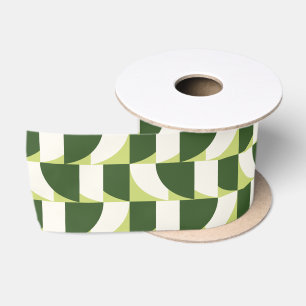 Green White Geometric Abstract Satin Ribbon