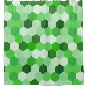 Green White Geometric Hexagon  Shower Curtain
