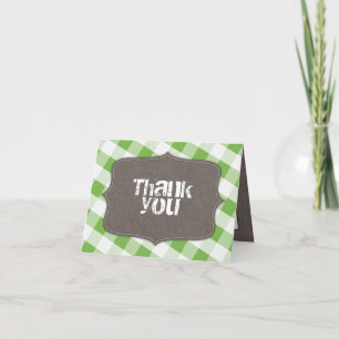 Green & White Gingham Canvas Thank You Cards