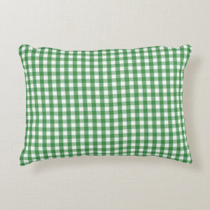 Green White Gingham Check Pattern Decorative Cushion