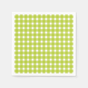 Green & White Gingham Plaid Checks Wedding Party Napkin