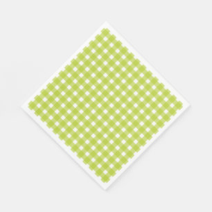 Green & White Gingham Plaid Checks Wedding Party Napkin