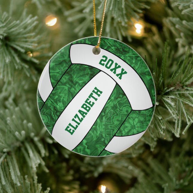 green white girly volleyball festive ceramic tree decoration (Tree)