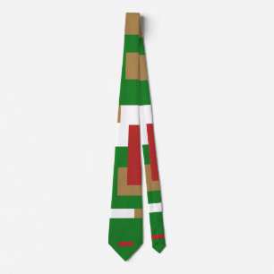 green white gold and red blocks tie