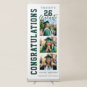 Green White Gold Graduation Photo Welcome Retractable Banner