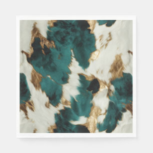 Green White Gold Leopard Napkin