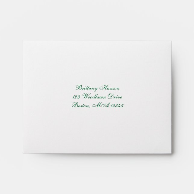Green White Gold Scroll A2 Envelope for RSVP Card (Front)
