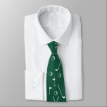 Green White Golf Pattern Ball Flag Club Golfer  Tie<br><div class="desc">Minimal golf pattern with clubs,  balls,  and flags for golf players. Gift for golf club,  golfer,  golf player,  team,  coach. Monochrome modern trendy black and white golf golfer golf player pattern gift home decor,  towels,  ...  Dark green and white golf pattern neck tie</div>