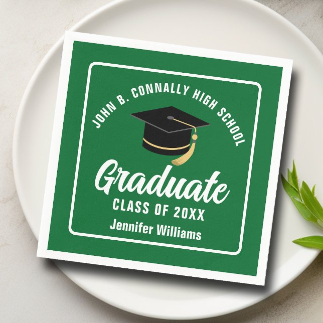Green White Graduate Custom Graduation Party Napkin (Creator Uploaded)