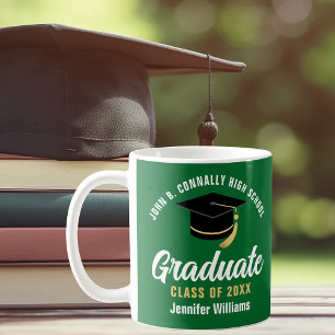 Green White Graduate Personalised Graduation Coffee Mug
