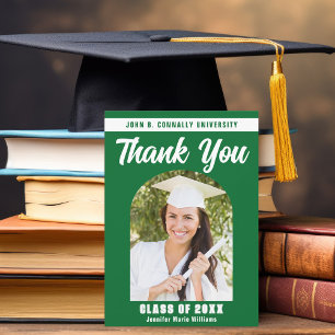 Green White Graduate Photo Arch 2024 Graduation Thank You Card