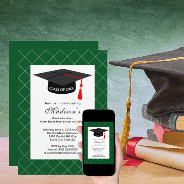 Green White Graduation Class of 2024 Grad Party Invitation (Green White Graduation Class of 2024 Grad Party Invitation)