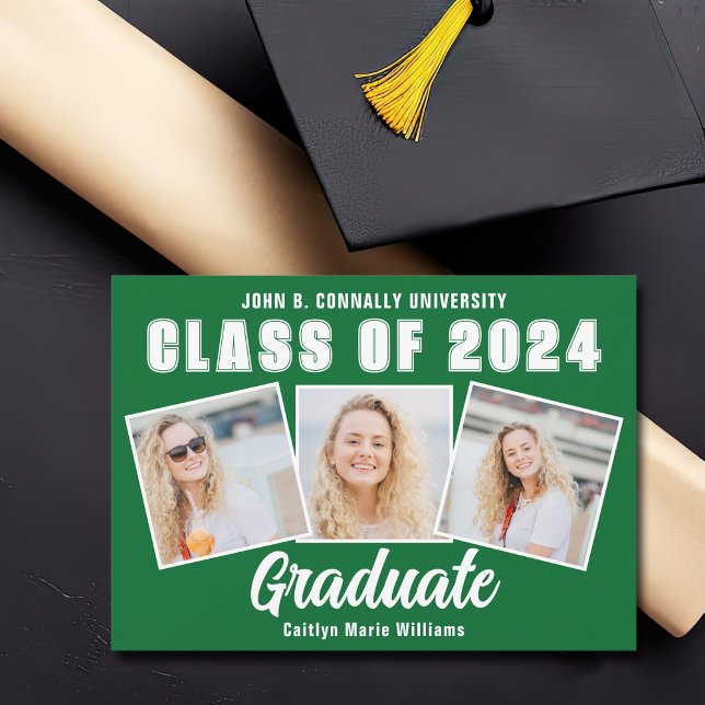 Green White Graduation Photo Collage 2025 Graduate Announcement (Creator Uploaded)