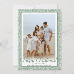 Green & White Grandmillenial Custom Photo Holiday Card
