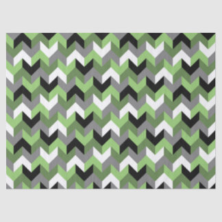 Green, White, Gray and Black Chevron Arrow Tissue Paper