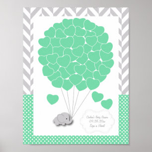 Green, White Gray Elephant Baby Shower - Guest Poster
