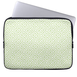 Green & White Greek Key Laptop Sleeve