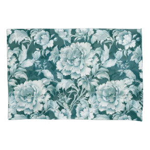 Green white/green repeat rose pattern  pillowcase